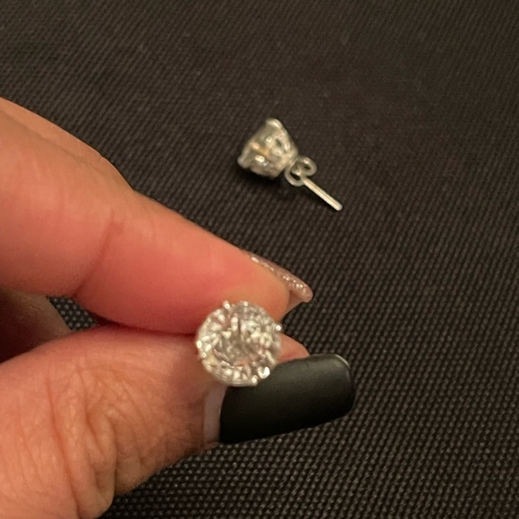 White Topaz and Diamond Studs - Picture 3 of 4